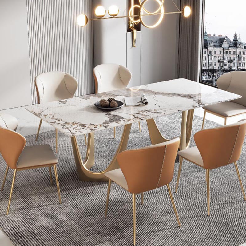 Designer Style Sintered Stone Top Dining Table Set Rectangular 1/4/5/7 Pieces Dining Set