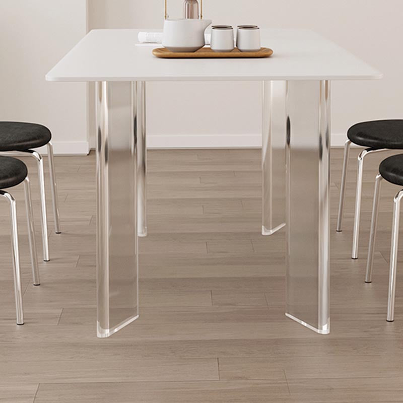 Modern White Dining Set Rectangle 1/2/4/5/7 Stone and Acrylic Pieces Dinette Set