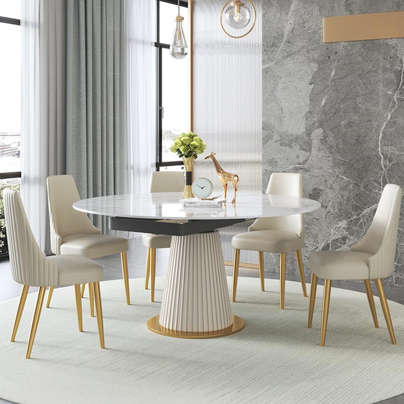 Glam Dining Set Stone 1/4/6/7 Pieces Dining Gold Furniture for Home