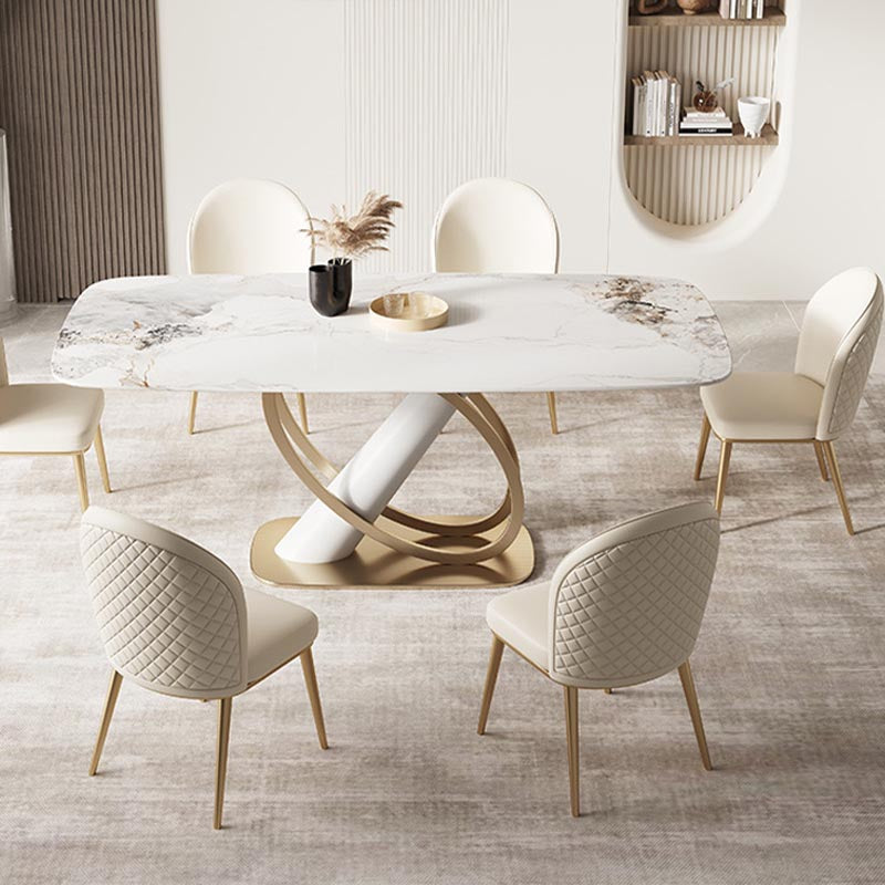 Glam Dining Furniture Set 1/4/5/6/7 Pcs Sintered Stone Dining Table and Chairs