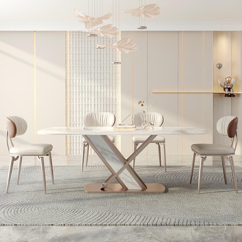 Nordic Sintered Stone Top Dining Set Rectangular 1/4/5/7/9 Pieces Dining Area Table Set