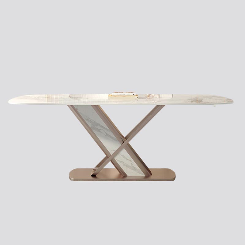 Nordic Sintered Stone Top Dining Set Rectangular 1/4/5/7/9 Pieces Dining Area Table Set