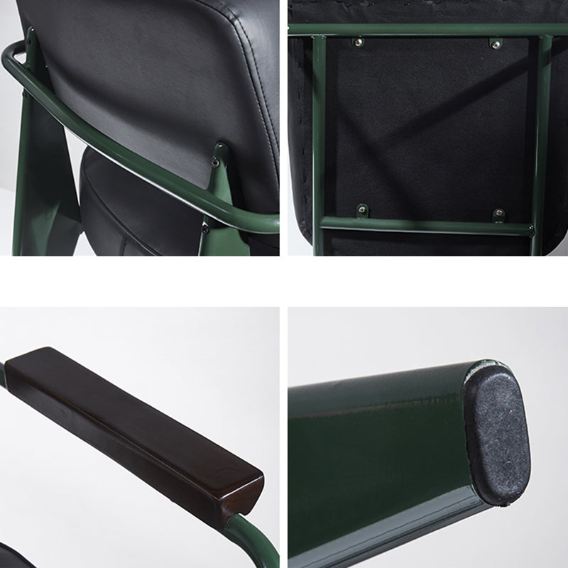 Industrial Style 24.4" Wide Faux Leather Fixed Back Armless Chair