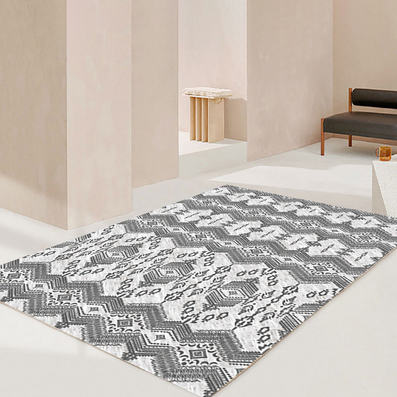 Dark Orange Morocco Rug Polyester Pattern Rug Stain Resistant Rug for Home Decor