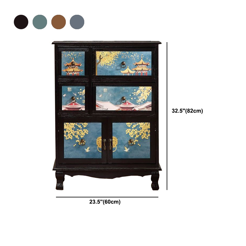 11.8" D Solid Wood Storage Chest Traditional Combo Dresser with Drawers and Doors