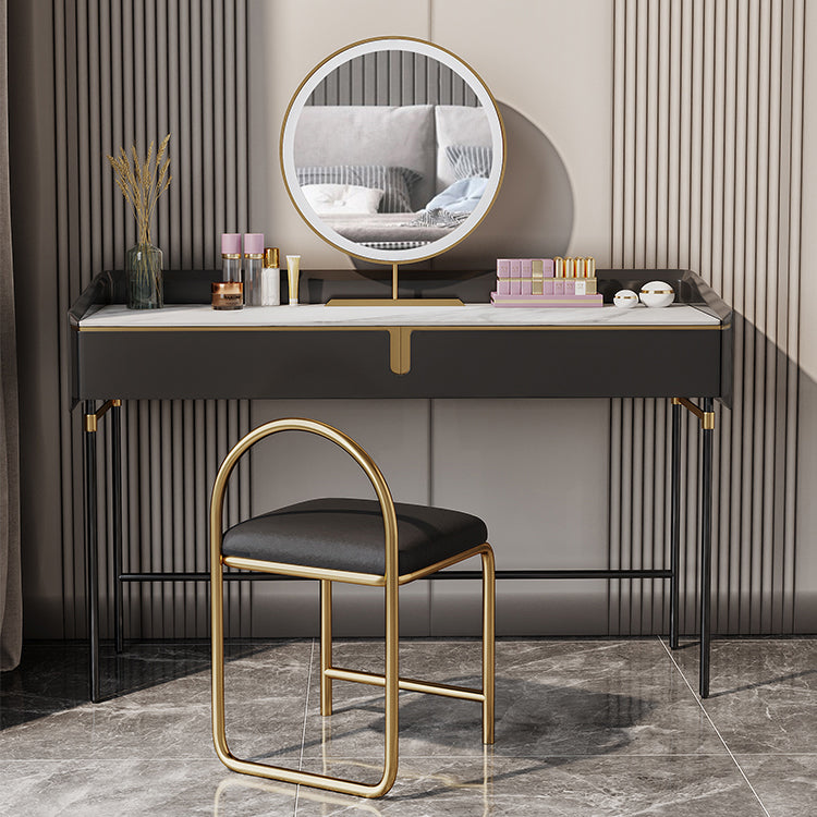Modern Black Vanity Makeup Stone Top Dressing Table with Storage