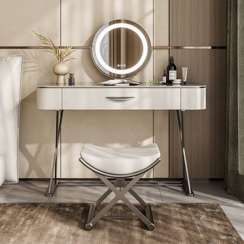 Slate Top Vanity Makeup Table Set Contemporary 1 Drawer Dressing Table