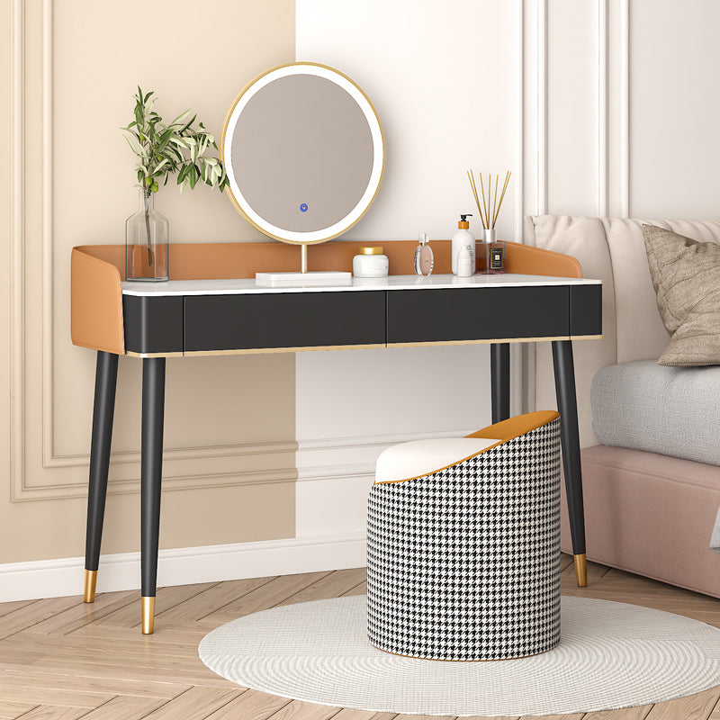 Black Vanity Dressing Table Stone Top Dresser with Storage Drawers
