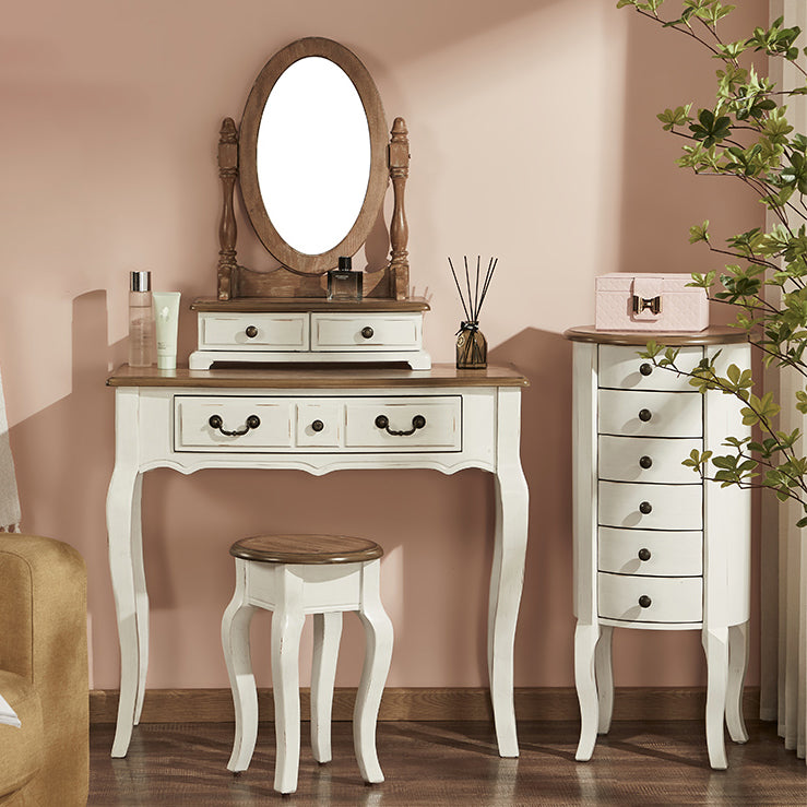 Victorian MakeupTable Stool Set with Mirror and Drawers for Bedroom