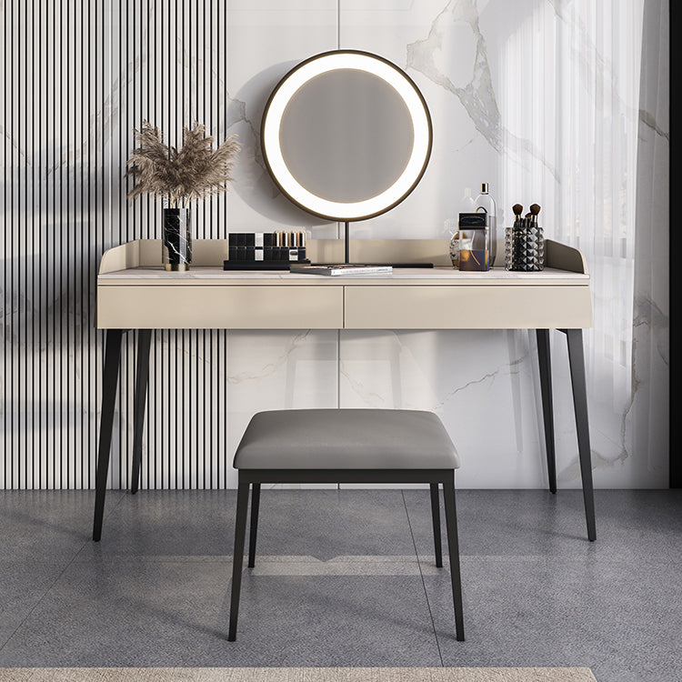 Bedroom Stone Make-up Vanity Desk 31.5"/39.37"/47.24" W, Black/Khaki Finish