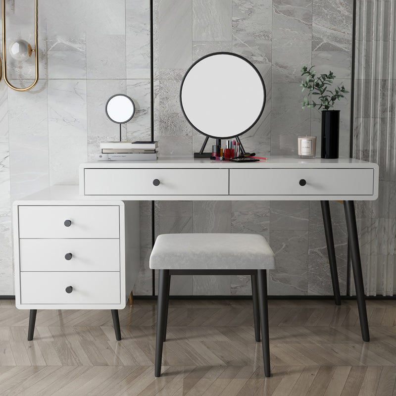 Wood and Metal Vanity Table with Stool Accent 5 Drawers Makeup Desk