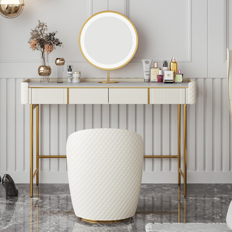 2 Drawers Vanity Set with Stool 30.7" High Metal Dressing Table