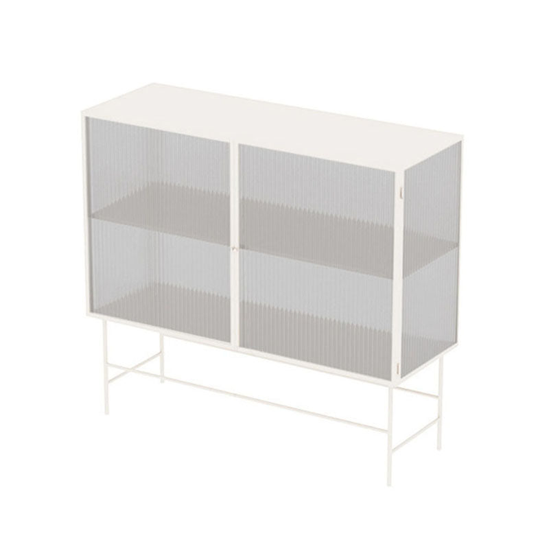 2 Glass Doors Kitchen Server Metal 36-inch Height Dining Server for Dining Room