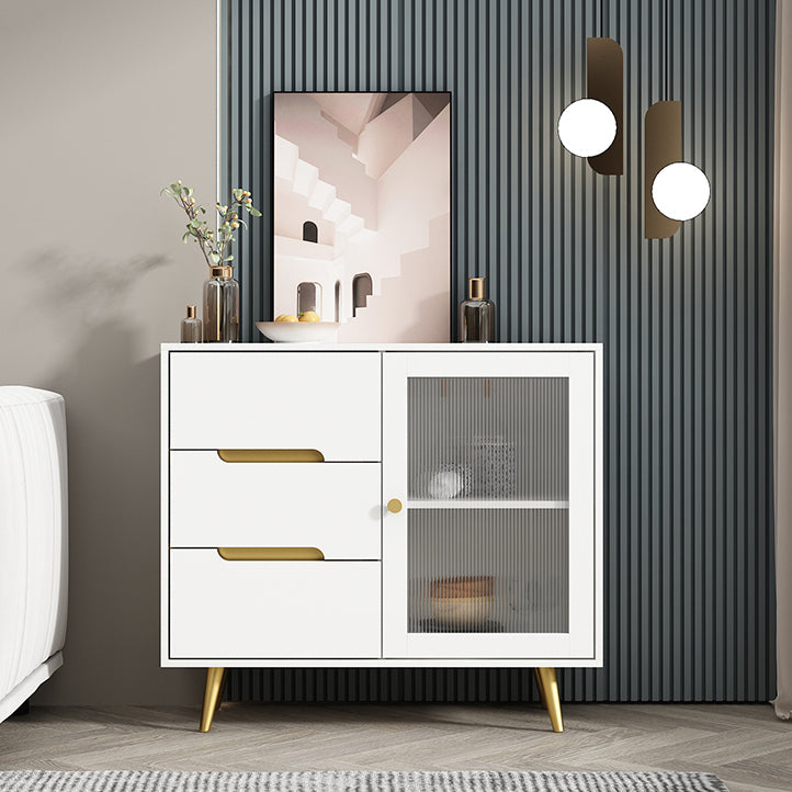 35.5"L Glass Door Wood Sideboard Modern Credenza with Storage and Drawer for Living Room