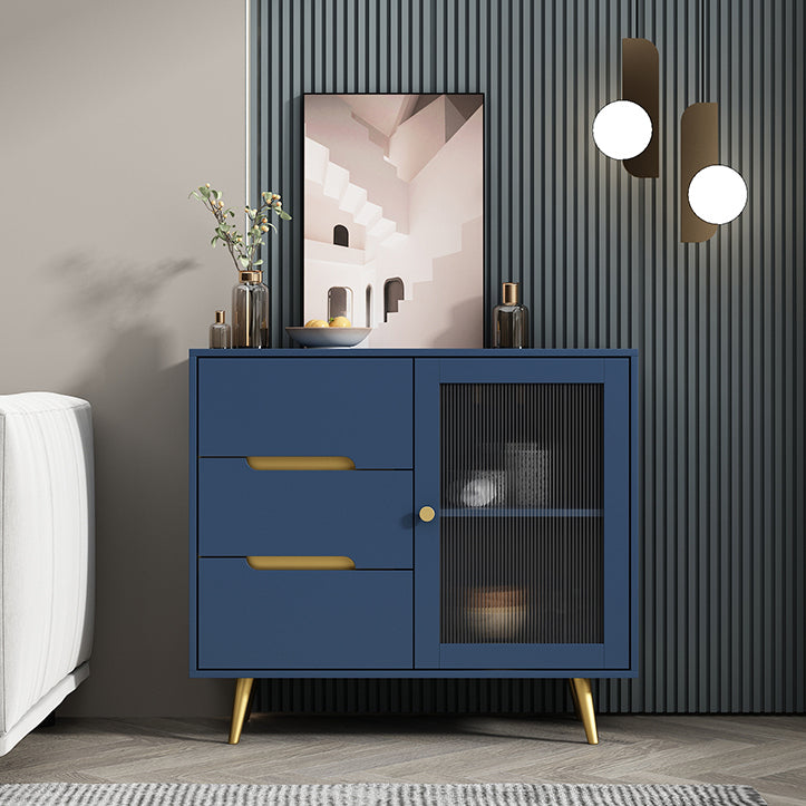 35.5"L Glass Door Wood Sideboard Modern Credenza with Storage and Drawer for Living Room