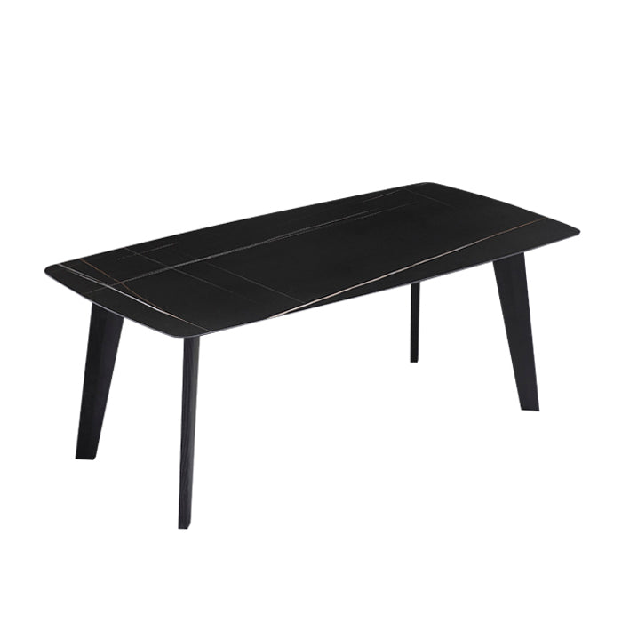 Rectangle Black Dining Table Sintered Stone Table Industrial with 4 Legs