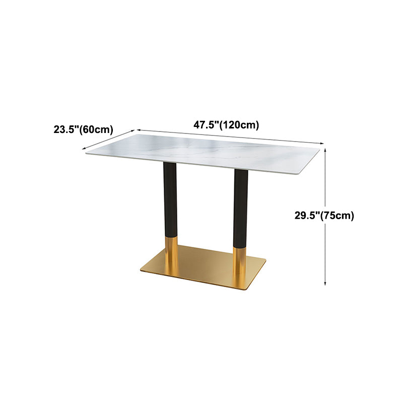 Sintered Stone Top Dining Table Industrial Kitchen Table with Metal Base in Black