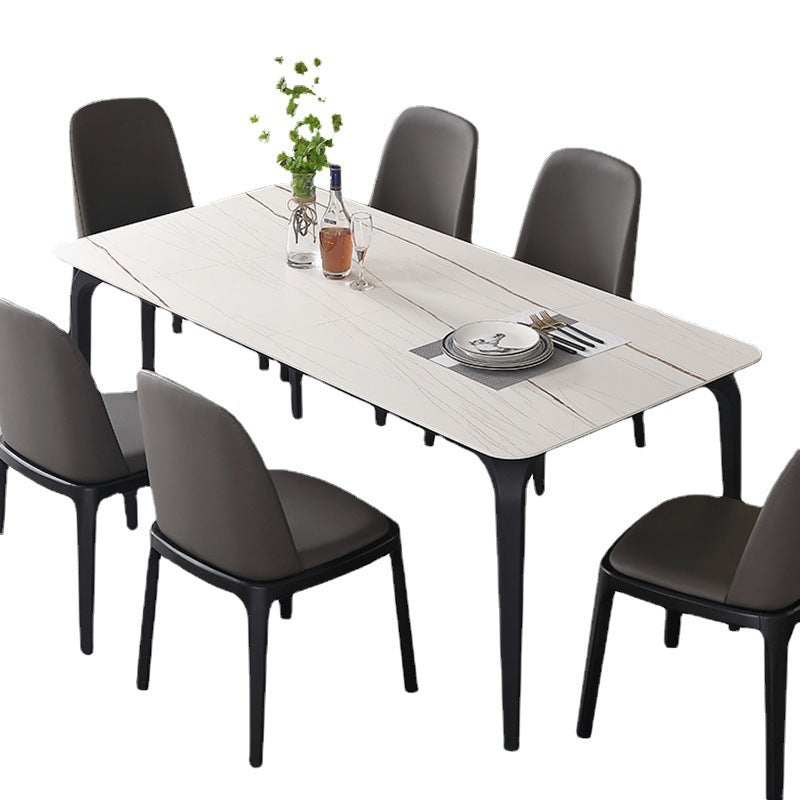 Stone Top Dining Table Modern Rectangle Dining Table with 4 Legs