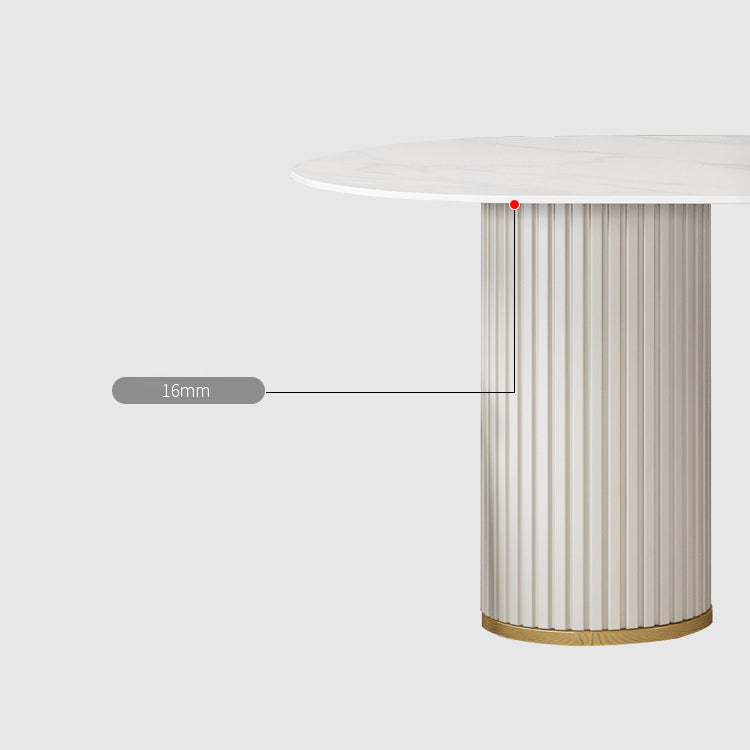 Metal Contemporary Oval Dining Table Sintered Stone Top Table for Home