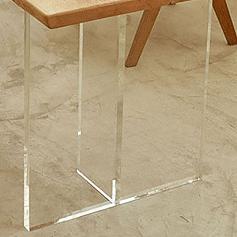 Solid Wood Top Dining Table Contemporary Table with Sled Base