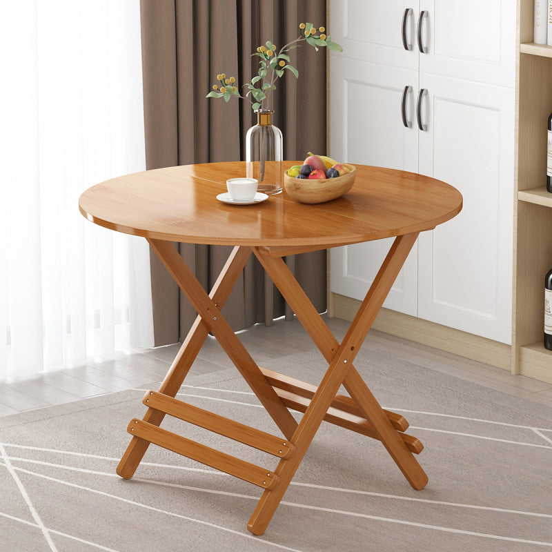 Modern Bamboo Pedestal Dining Table Natural Folding Table for Restaurant