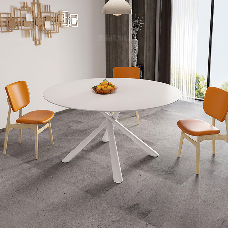 Living Room Round Stone Top Dining Table Contemporary White Base Dining Table