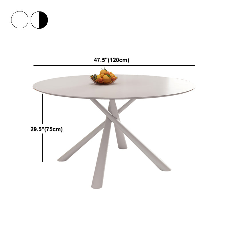 Living Room Round Stone Top Dining Table Contemporary White Base Dining Table