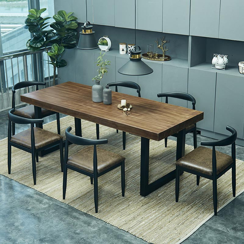Industrial Style Wood Top Dining Table Metal Sled Base Dining Table without Chair