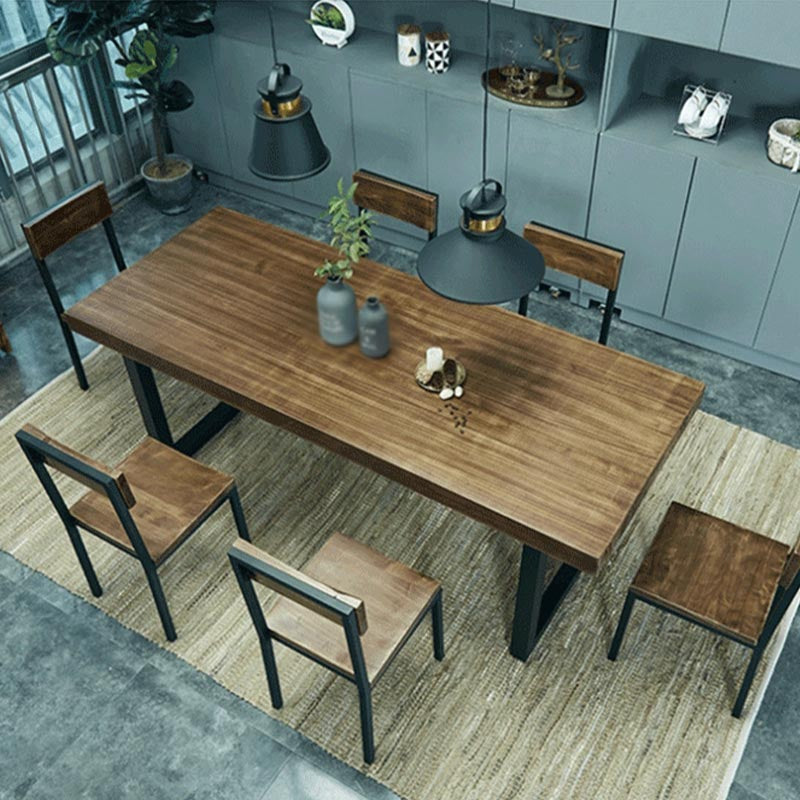 Industrial Style Wood Top Dining Table Metal Sled Base Dining Table without Chair