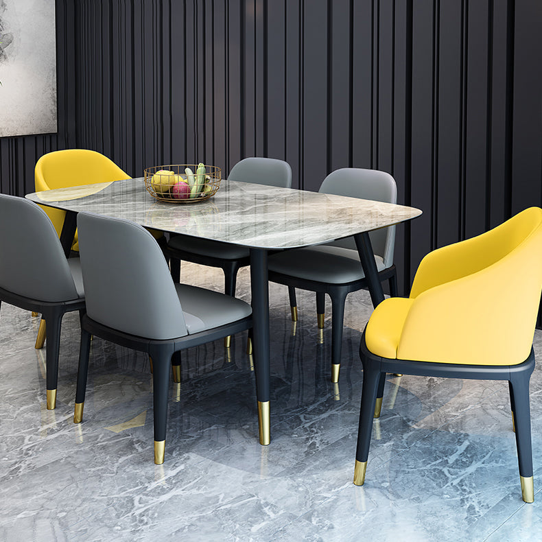 Modern Style Gray Dining Table Sintered Stone Rectangle Table for Home