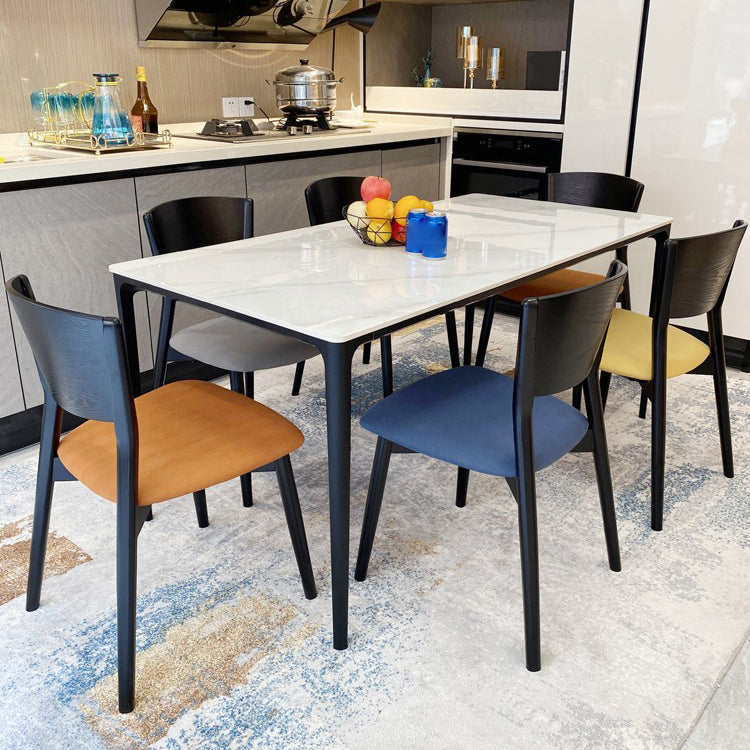 Rectangle Dining Table White Stone Modern Dining Table for Home