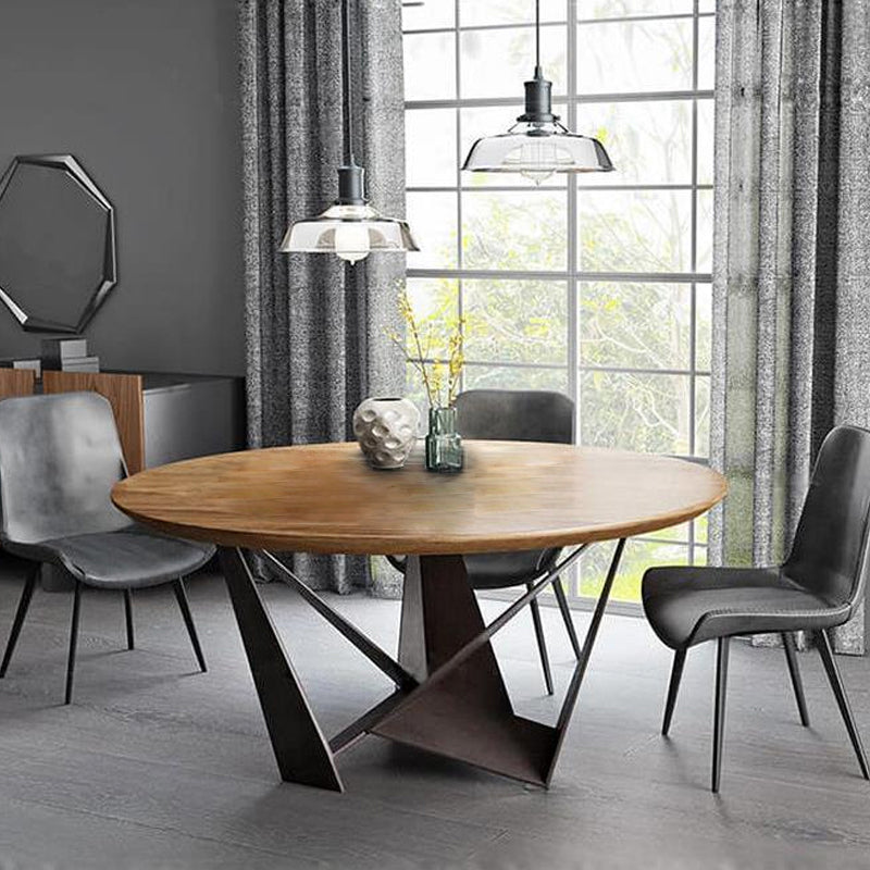 Contemporary Dining Table Round Solid Wood Dinner Table for Home Kitchen Dinner