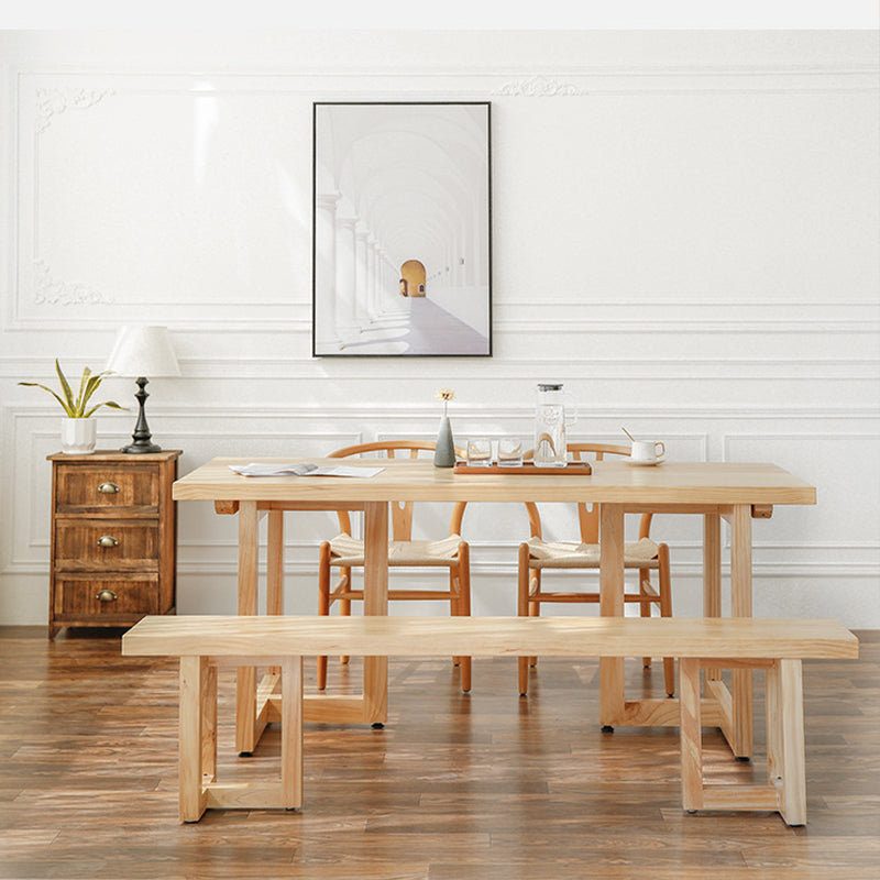 Modern Simple Solid Wood Table for Restaurant Rectangle Table with Wood Base