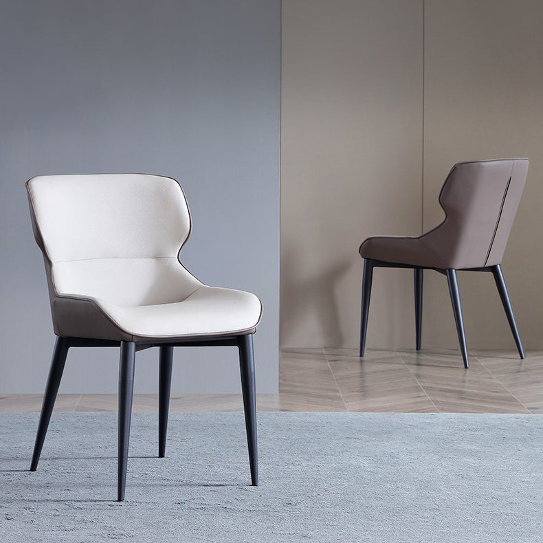 Industrial Design Wingback Parsons Chairs Leather Dining Side Chair