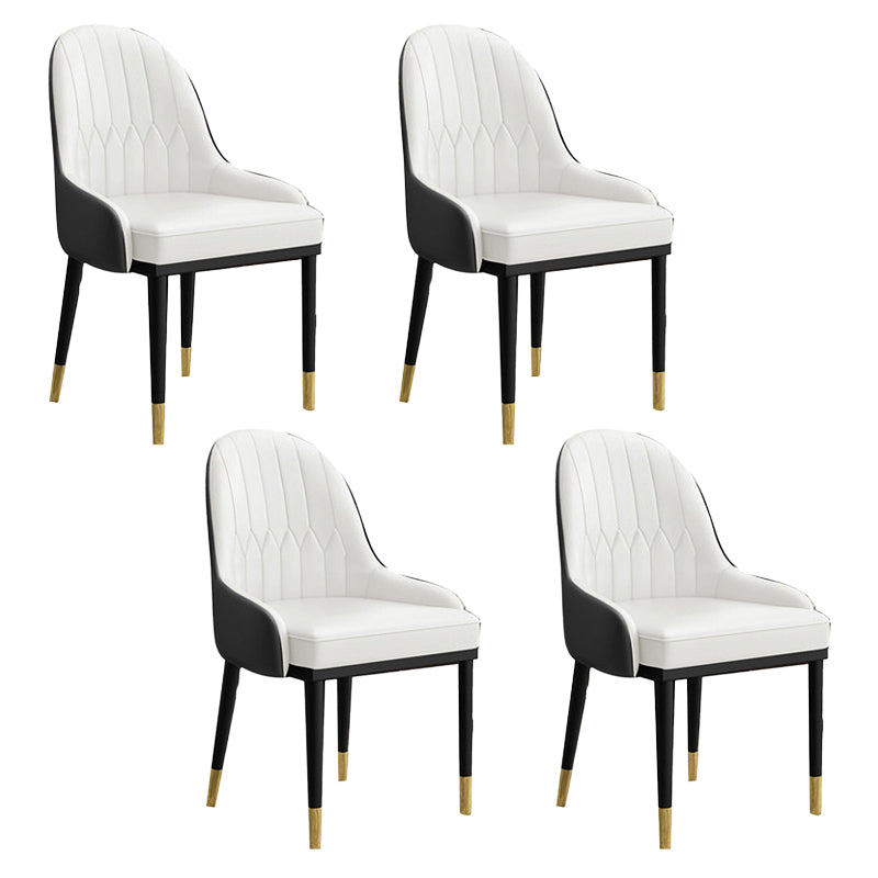 Scandinavian Faux Leather Dining Chairs Solid Back Arm Side Chair