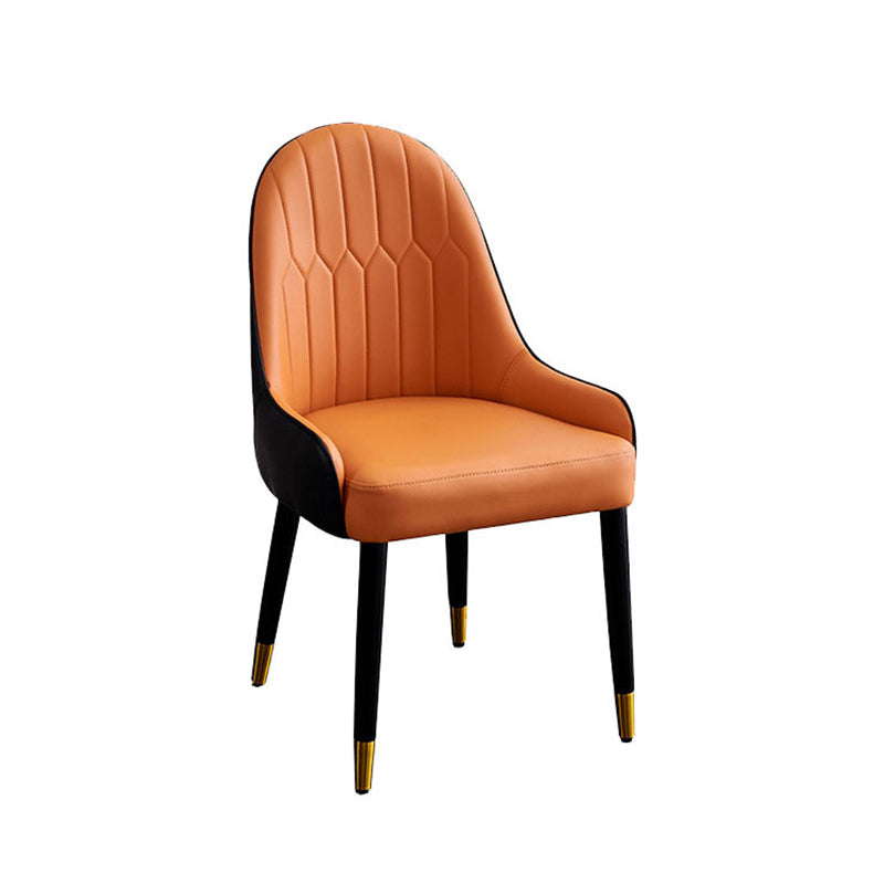 Scandinavian Faux Leather Dining Chairs Solid Back Arm Side Chair