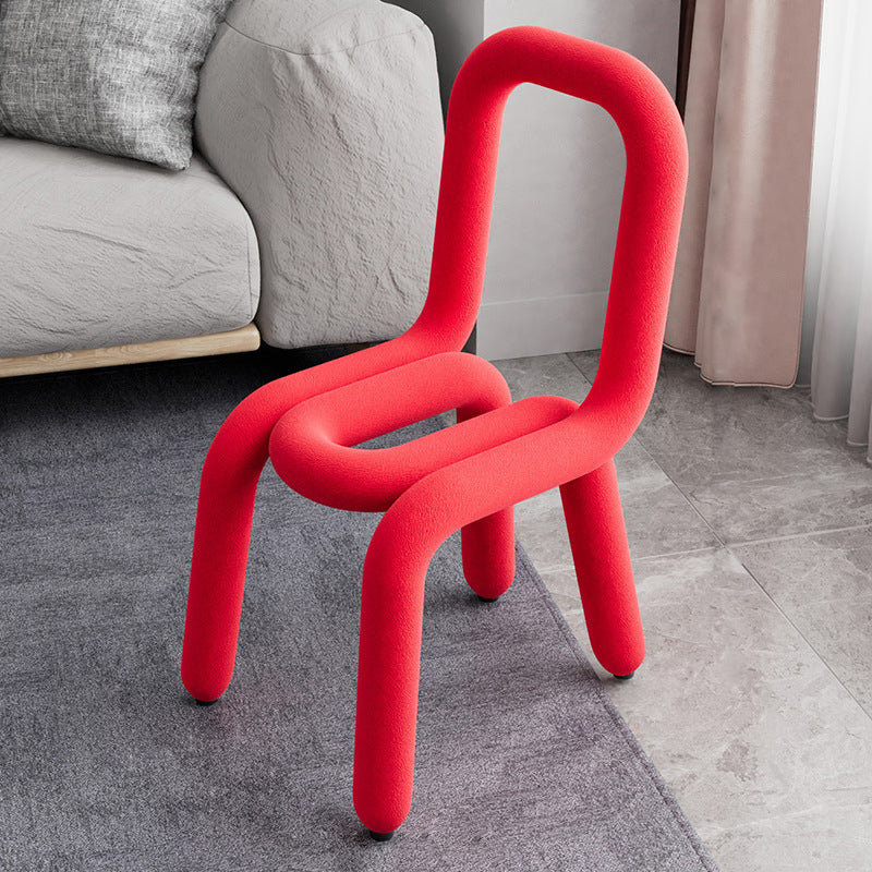 Designer Style Velvet Curved Chair Open Back Matte Finish Dining Chair