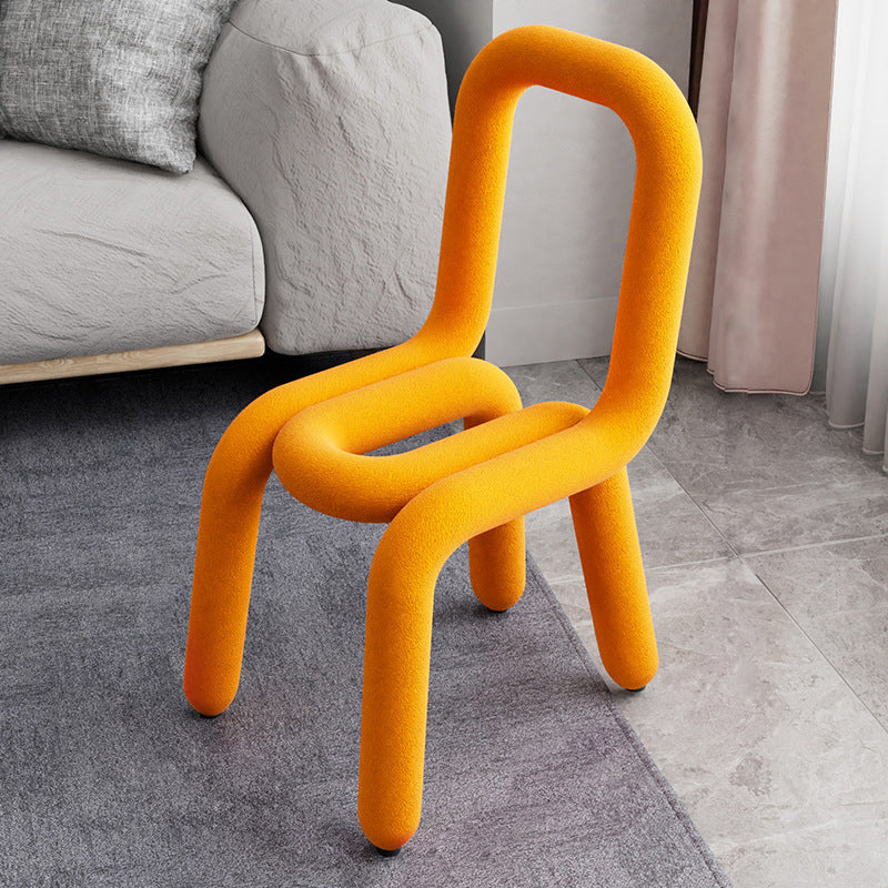 Designer Style Velvet Curved Chair Open Back Matte Finish Dining Chair