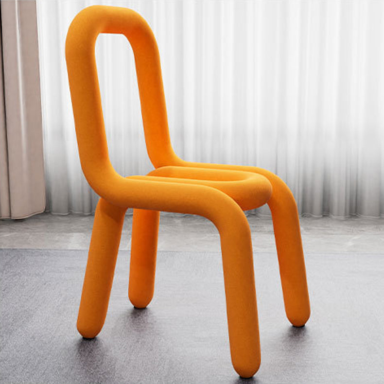 Designer Style Velvet Curved Chair Open Back Matte Finish Dining Chair