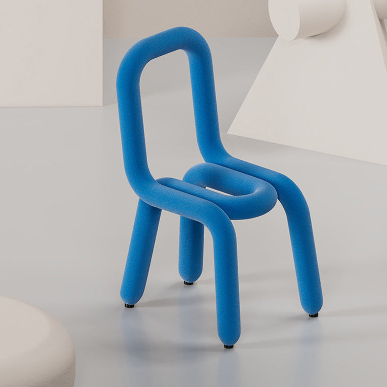 Designer Style Velvet Curved Chair Open Back Matte Finish Dining Chair