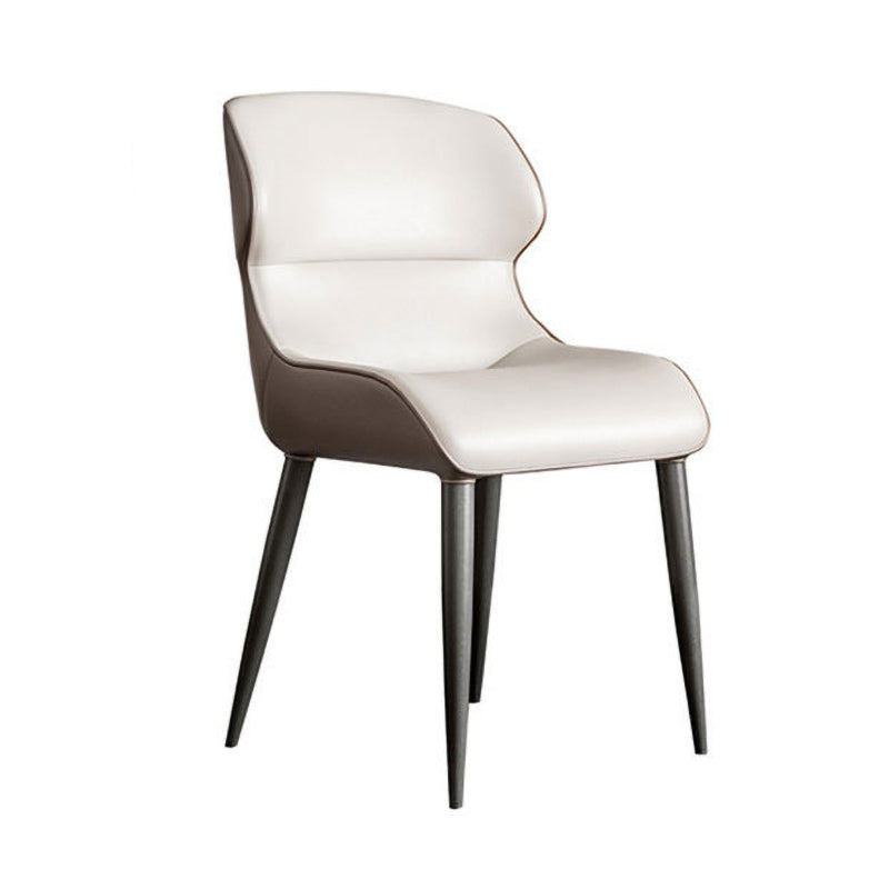 Contemporary Dining Chairs Matte Finish Leather Curved Parsons Arm Chair