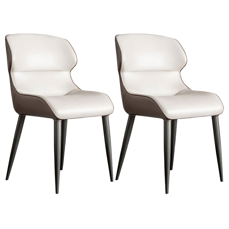 Contemporary Dining Chairs Matte Finish Leather Curved Parsons Arm Chair