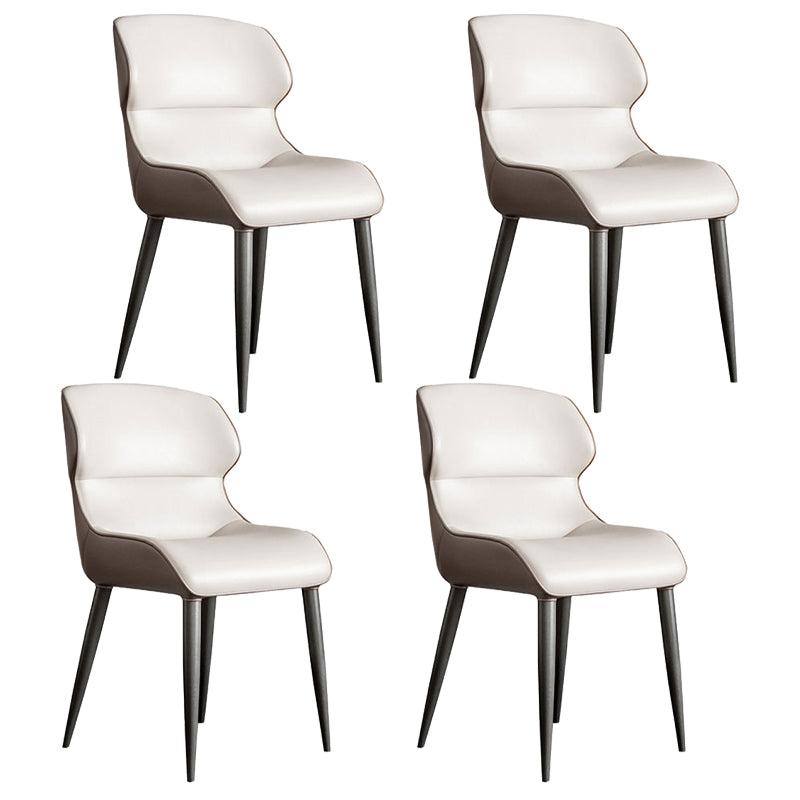 Contemporary Dining Chairs Matte Finish Leather Curved Parsons Arm Chair