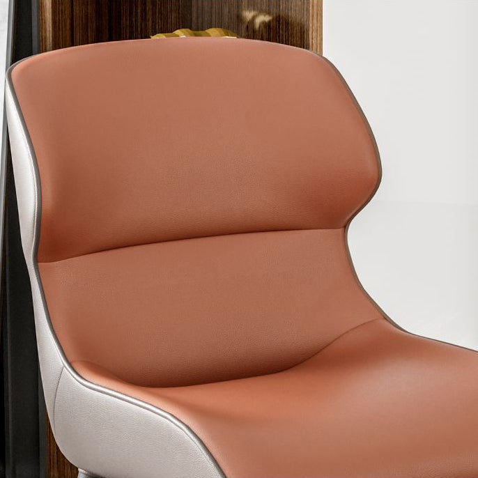 Contemporary Dining Chairs Matte Finish Leather Curved Parsons Arm Chair