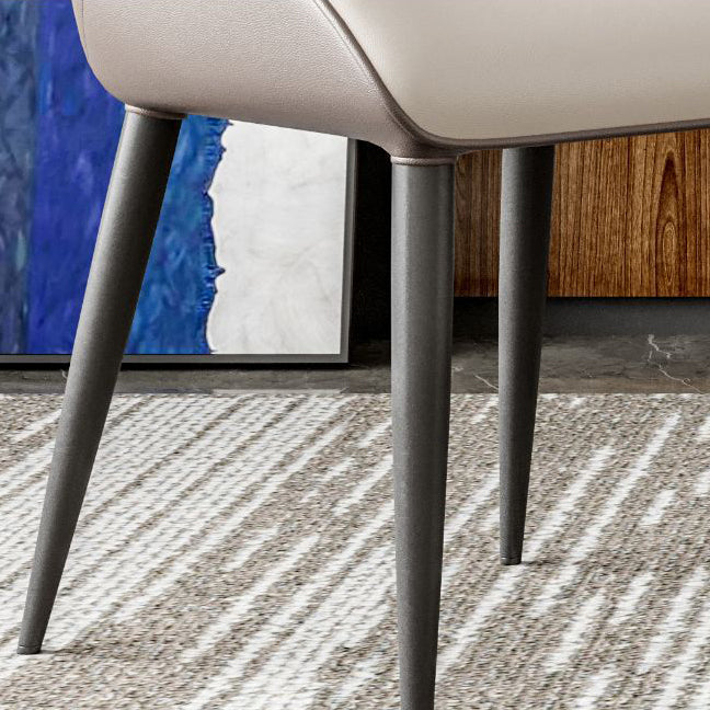 Contemporary Dining Chairs Matte Finish Leather Curved Parsons Arm Chair