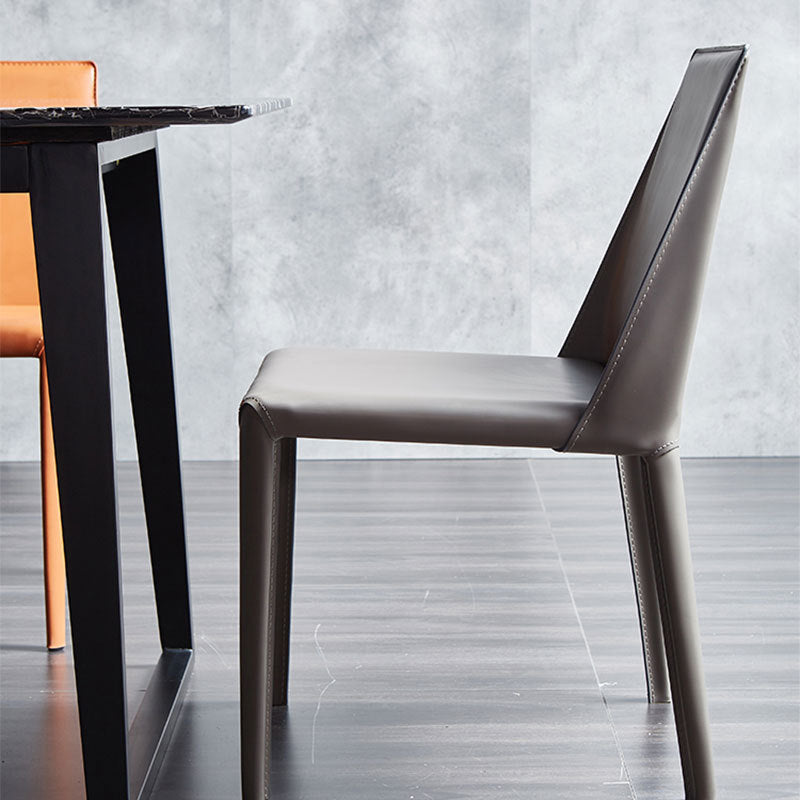 Designer Style Solid Back Chair Home Leather Matte Finish Dining Chair