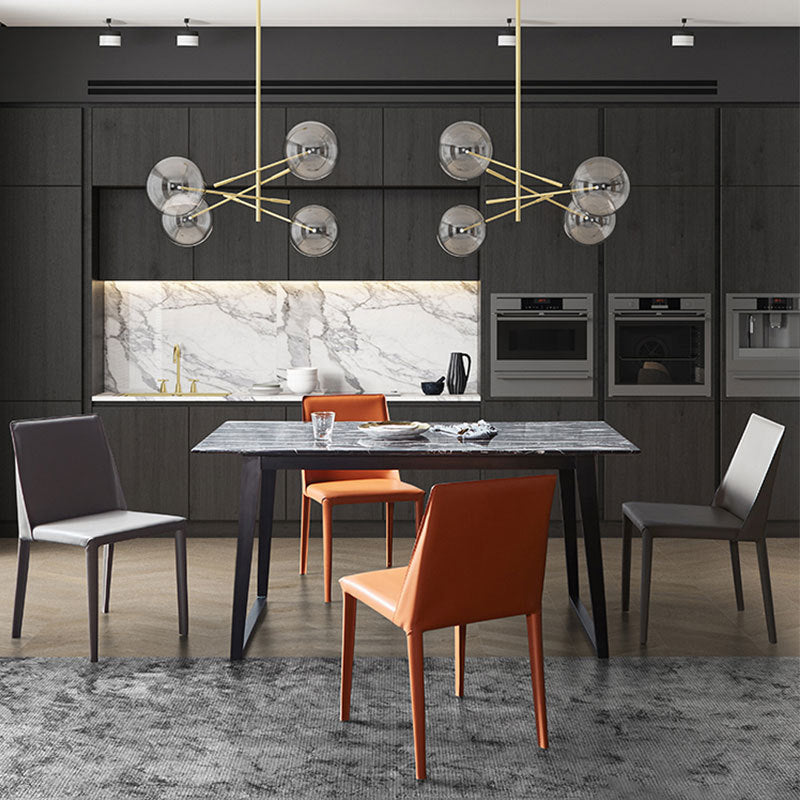 Designer Style Solid Back Chair Home Leather Matte Finish Dining Chair