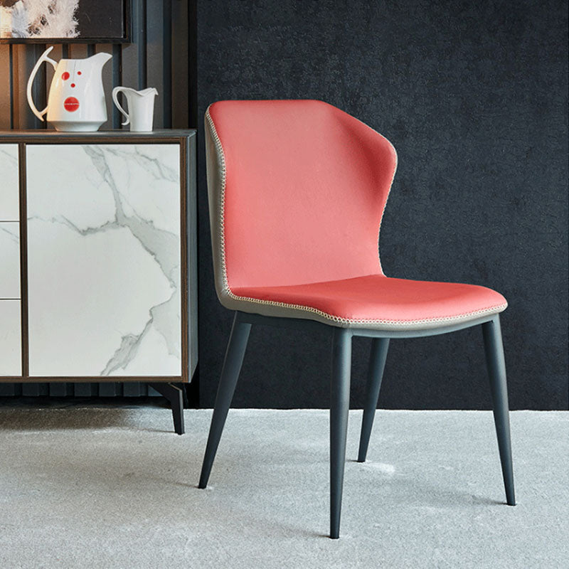 Industrial Design Wingback Armless Chairs Faux Leather Dining Chairs