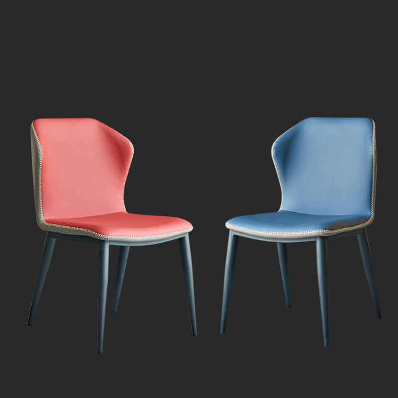 Industrial Design Wingback Armless Chairs Faux Leather Dining Chairs