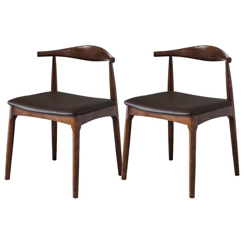 Modern Style Open Back Chair Dining Armless Side Chair with Wooden Legs